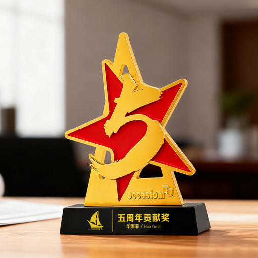 金属奖杯定制五周年颁奖奖牌表彰纪念品高级水晶定制奖牌奖章证书 商品图8
