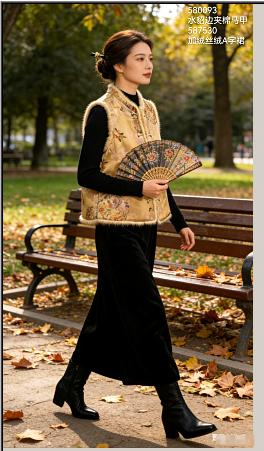 580093水貂边夹棉马甲 商品图1