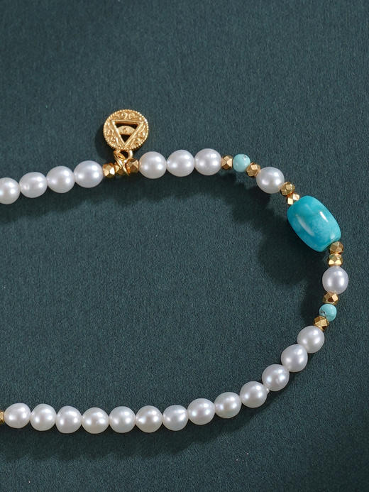 子佩集【福禄高升】银S925珍珠惜王妃手链【QNS0015】3mm珠镀金绿松石葫芦三角之力2601 商品图7