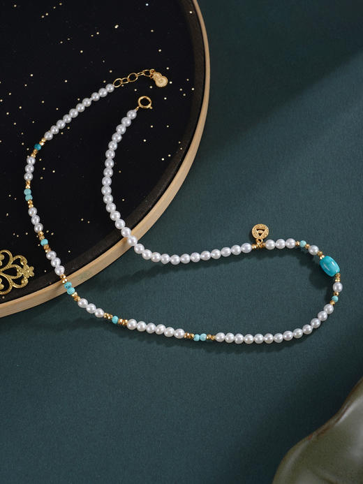 子佩集【福禄高升】银S925珍珠惜王妃手链【QNS0015】3mm珠镀金绿松石葫芦三角之力2601 商品图5