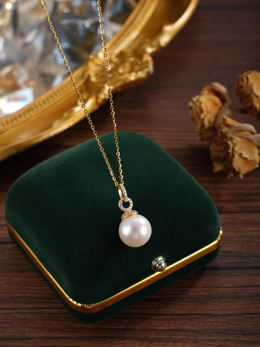 子佩集【锦瑟华年】银S925珍珠惜王妃套链【P3080】11.5mm珠镀金吊球扣环双环2601 商品图4