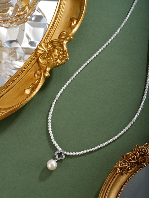 子佩集【幸运之契】银S925珍珠惜王妃项链【ZZXL004】2.8mm小珠9mm大珠四叶草2601 商品图4
