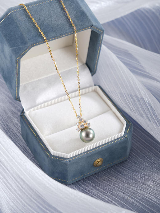 子佩集【星轨七芒】银S925珍珠惜王妃套链【P2646】9mm珠镀金黑珠宝塔2601 商品图2