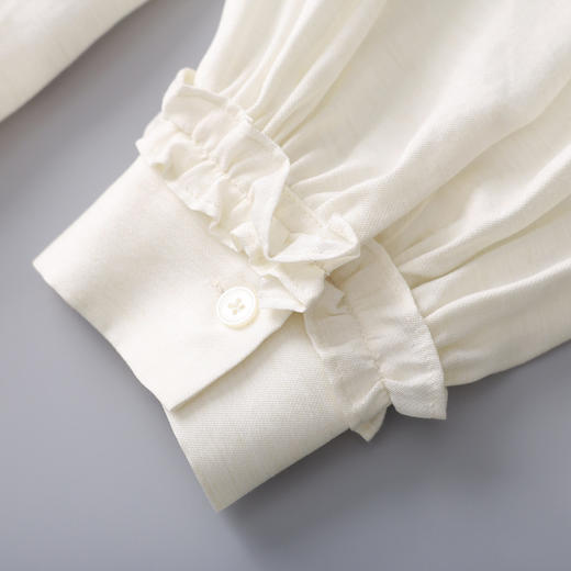 「高货wl」全新升级【铂金会员293/天猫389/差价96】(01430)洛诗琳2026春季新款精纺天丝羊毛轻熟法式小众木耳边衬衫 商品图3