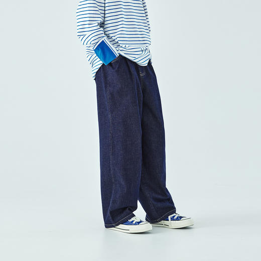 预售3.23发 棵初2026年春季新款亲子中大女童不落色简约牛仔裤经典宽松休闲裤 商品图2