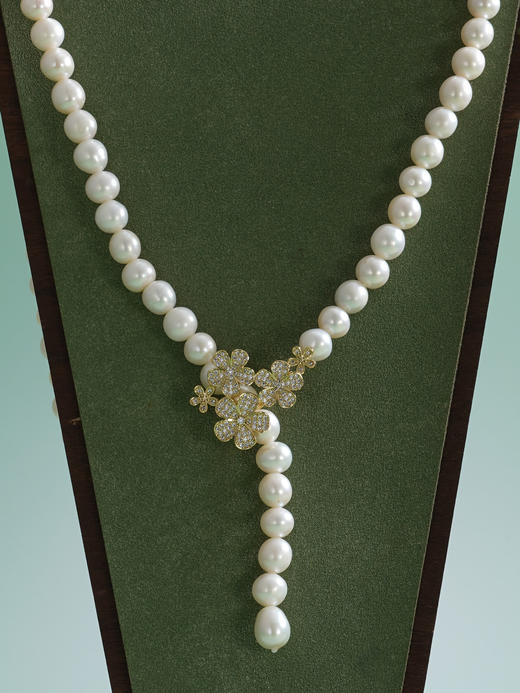 子佩集【繁花之约】珍珠惜王妃毛衣链【ZZMYL005】9mm珠镀金花朵2601 商品图5