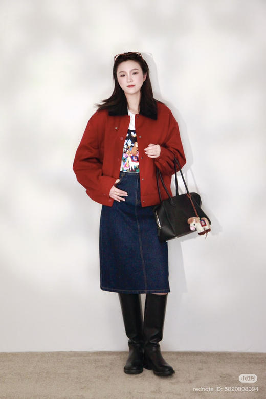 115-2 排他性独家圆正 小禾 新年系列 章仔棉弹牛仔面料  牛仔半身裙 商品图3