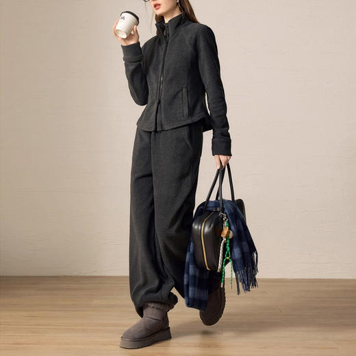 裁缝学苑AQ578立领小蛮腰绒感套装纸样女装摇粒绒外套卫裤两件套服装打板 商品图3