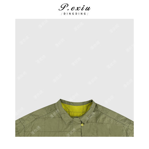 04-2潘依绣丁丁宠粉复古明亮定位格纹立领长袖外套Q4851 商品图2