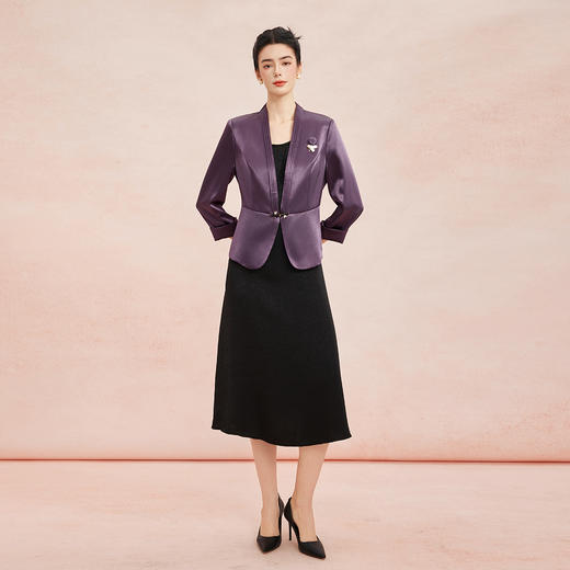 RE801斯尔丽26春季新款无袖连衣裙搭悬垂V领外套连衣裙套装 商品图0