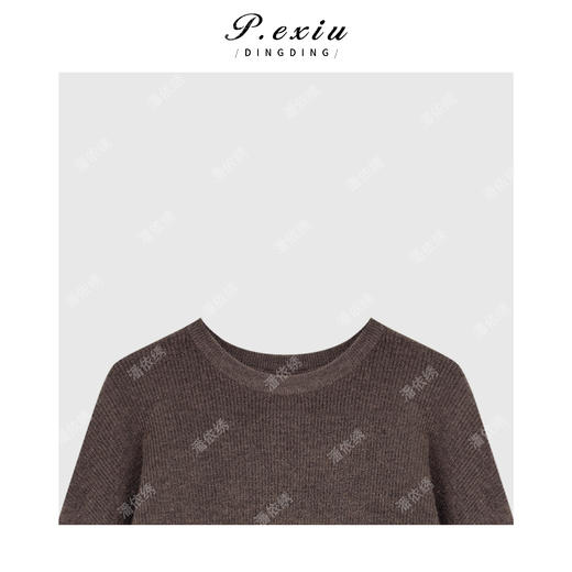 PanYiXiu/潘依绣超细羊毛慵懒风蕾丝拼接层次感圆领长袖针织上衣D443 商品图2