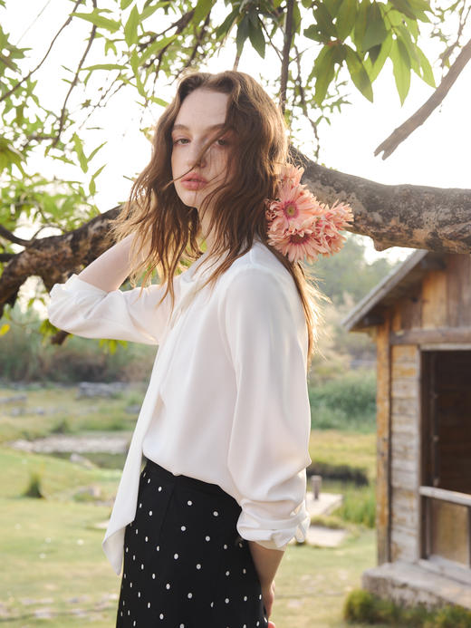 OLrain欧芮儿2026新款女优雅白色长袖衬衫 商品图3