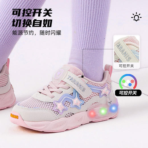 泰兰尼斯童鞋26春季新款运动鞋甜酷公主女童户外休闲鞋大网孔透气T01X6A8622 商品图4