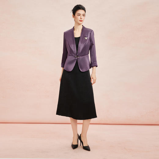 RE801斯尔丽26春季新款无袖连衣裙搭悬垂V领外套连衣裙套装 商品图3