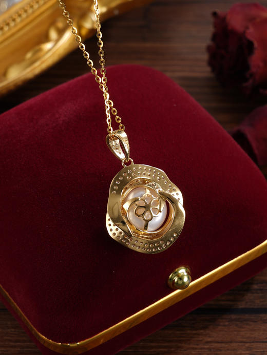 子佩集【玫瑰心语】银S925珍珠惜王妃套链【P1824】9.8mm珠双色玫瑰花朵2601 商品图4