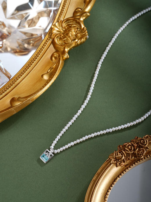 子佩集【蓝梦拾光】银S925珍珠惜王妃项链【ZZXL014】2.8mm珠蓝方块2601 商品图1