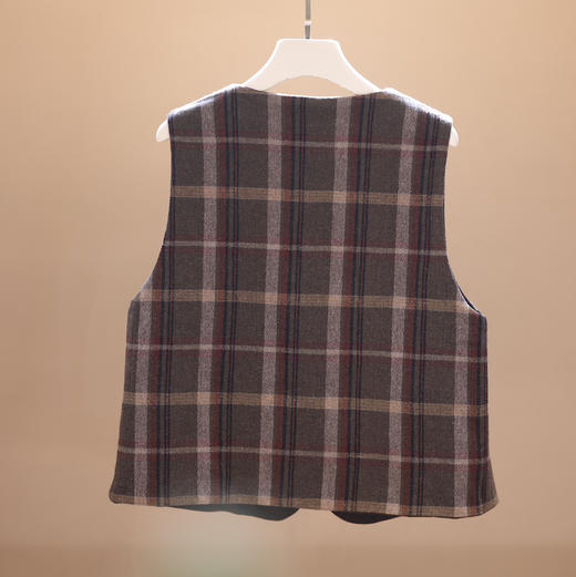 【预售】游原  格纹羊毛羊绒双面马甲 商品图3