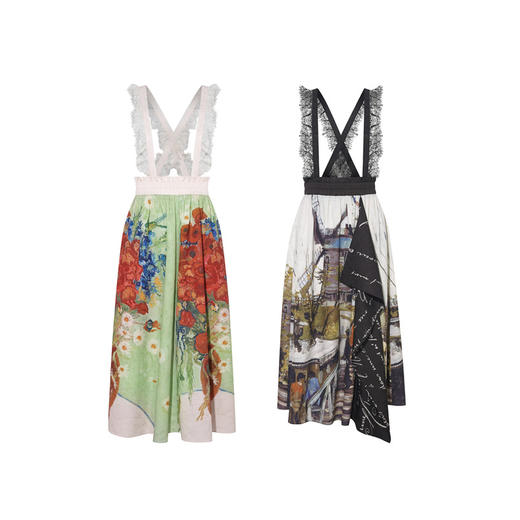 两三事梵高文艺半岛情书2026春季新款优雅印花a字半身裙气质长裙 商品图4