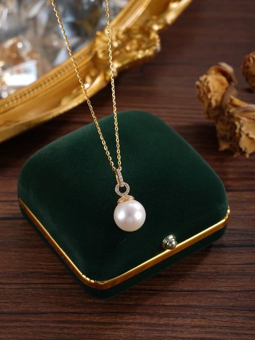 子佩集【锦瑟华年】银S925珍珠惜王妃套链【P3080】11.5mm珠镀金吊球扣环双环2601 商品图6