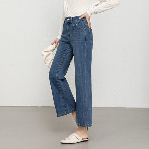 「高货rg」全新升级【铂金会员201/天猫269/差价68】(11952)洛诗琳小个子百搭九分牛仔裤2026春季新款气质显瘦喇叭裤 商品图1