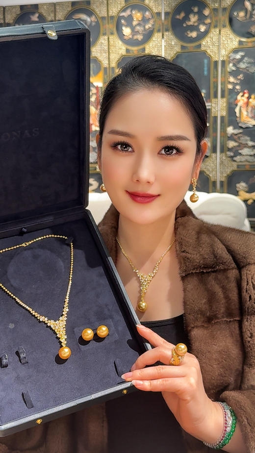 GAONAS  璀璨华丽金色珠贵气Y字项链11861XGO 商品图3