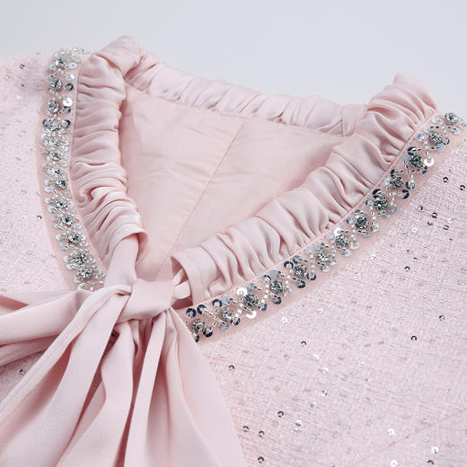 RE812斯尔丽26新款小香风名媛气质高级感修身显瘦优雅白领飘带款连衣裙 商品图5