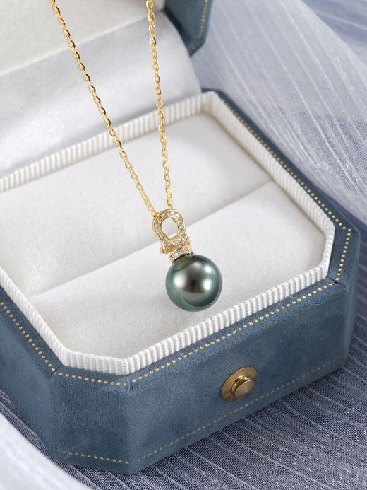 子佩集【蹄印星河】银S925珍珠惜王妃套链【P3072】9mm珠双色马蹄黑珠2601 商品图11