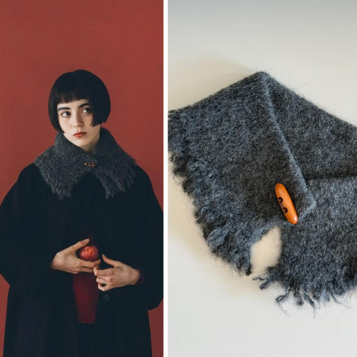 松软羊驼毛围脖｜交叉牛角木扣流苏围巾【包邮+三天无理由退换】 商品图0