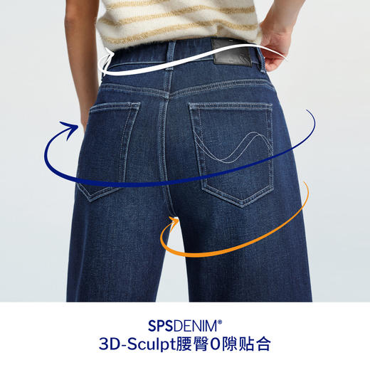 【八分威化裤】simplepieces春新款SPS牛仔女四面弹宽松阔腿裤 商品图2
