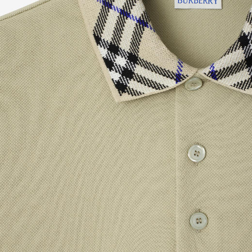 BURBERRY 巴宝莉 男士棉质珠地网眼布面料短袖Polo 衫 灰绿色 8103866 C1311 商品图1