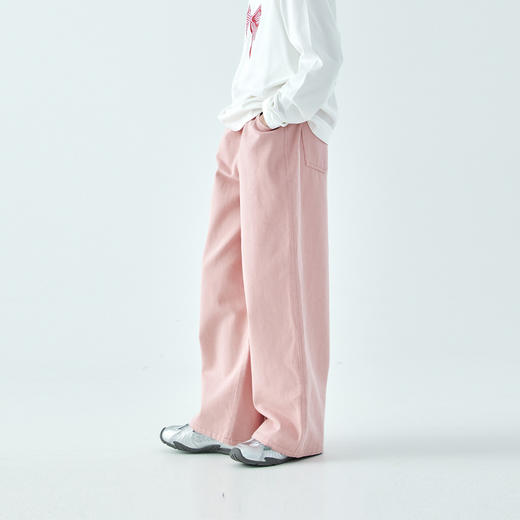 棵初2026年春季新款亲子中大女童清新文艺感休闲裤纯色斜纹棉裤子 商品图2