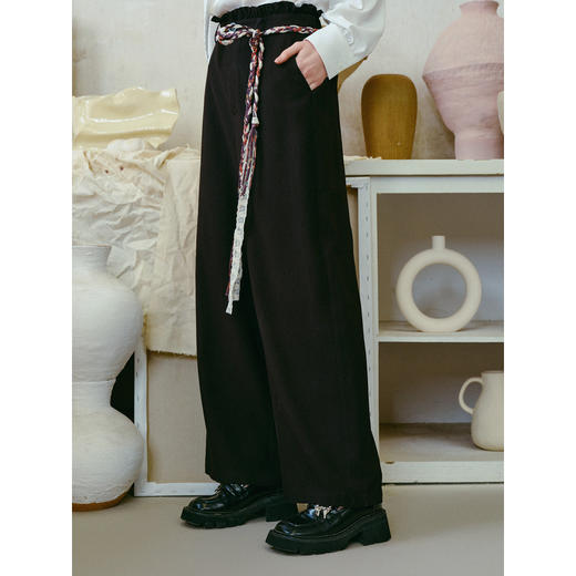 两三事梵高文艺 港岛暮色 2026春季新款麻花辫腰带休闲裤女宽松 商品图3