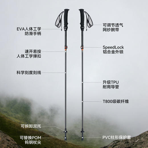 【羽翼Pro】伯希和户外登山杖男新款T800级碳纤维折叠徒步手杖女 商品图4