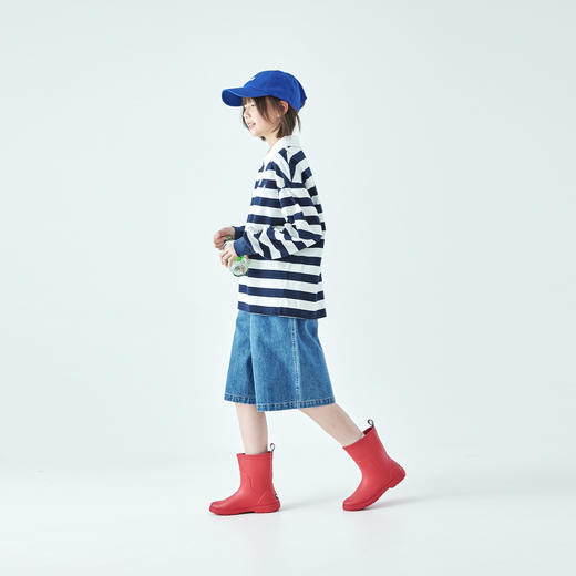 棵初2026年春季新款亲子中大女童黑白格纹长袖T恤polo领纯棉上衣 商品图4