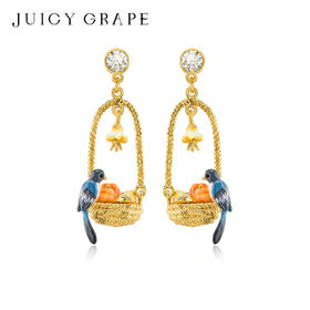 Juicy Grape首饰套装轻奢小众珐琅项链手链耳环戒指新年生日礼物 雀柿呈祥-喜柿果篮耳环