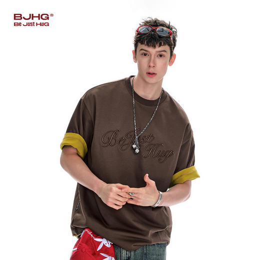 BJHG不计后果 美式短袖男夏季凉感速干T恤女潮牌纯色刺绣百搭上衣 商品图1
