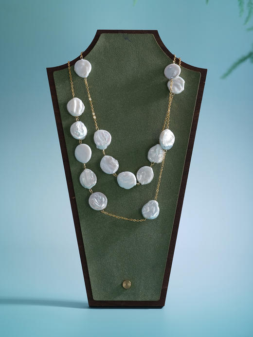 子佩集【长情印记】珍珠惜王妃毛衣链【ZZMYL002】16.5mm扁珠镀金巴洛克2601 商品图5