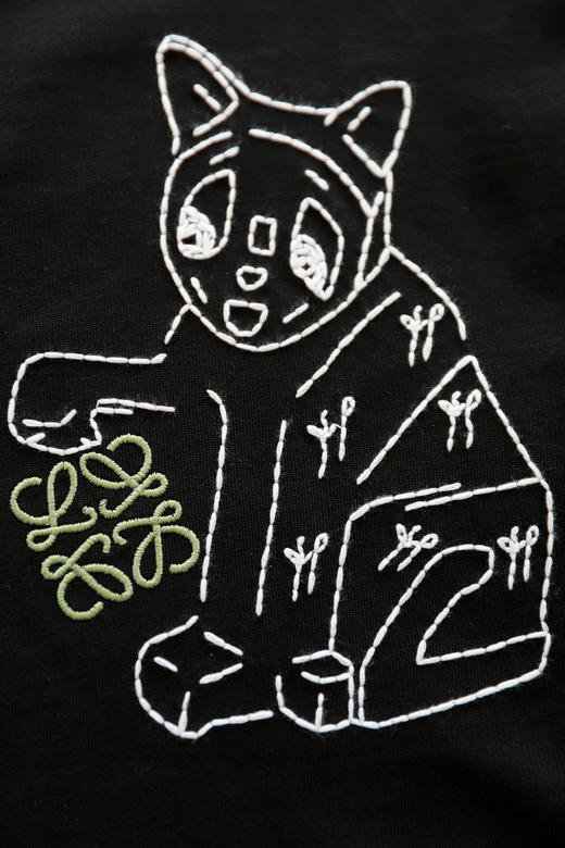 卡通刺绣tee，慵懒的氛围感。基础设计圆领宽松纯棉半袖儿E011558 商品图14