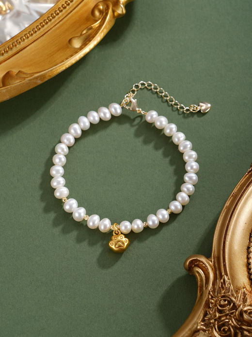 子佩集【小萌爪】珍珠惜王妃手链【ZZSL012】5.5-6mm珠镀金猫爪2601 商品图8
