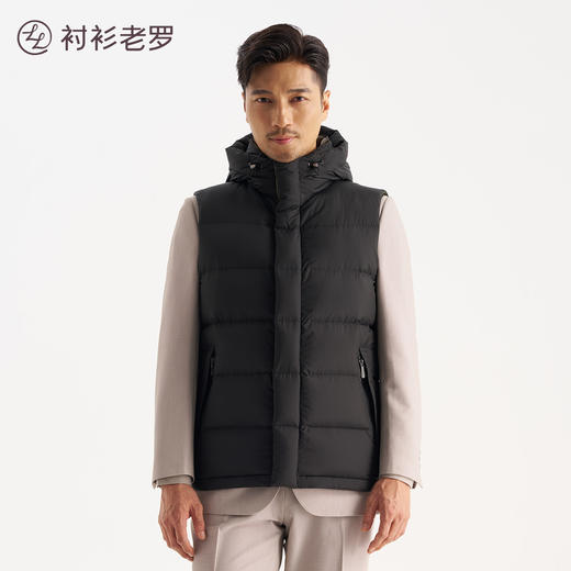 男士秋冬90白鸭绒连帽马甲羽绒服259T7D525O[门店专款] 商品图1