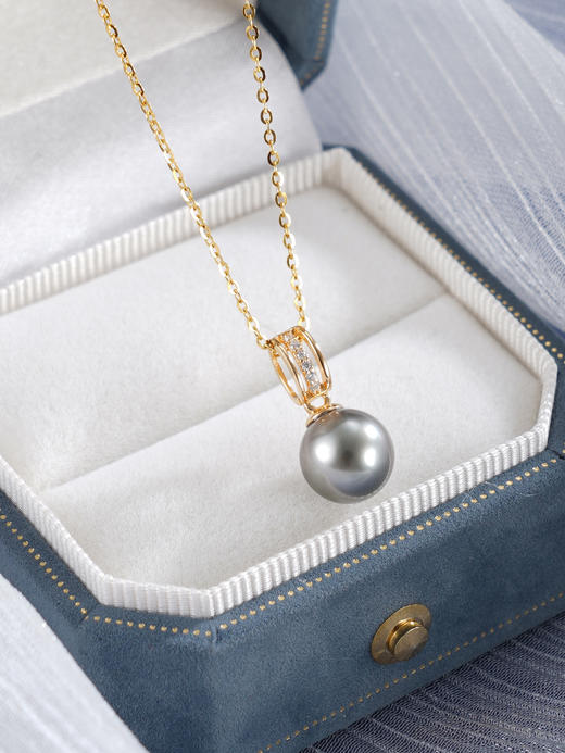 子佩集【流光溯影】银S925珍珠惜王妃套链【P3069】9mm珠镀金黑珠半环弧形2601 商品图4