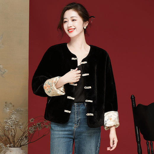 「自」全新升级【铂金会员441/天猫589/差价148】(12157)洛诗琳新中式复古提花外套2026春季新款气质两面穿国风上衣 商品图2