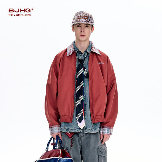 BJHG不计后果哈灵顿夹克外套男款春季新款基础撞色格子痞帅上衣女 商品图2