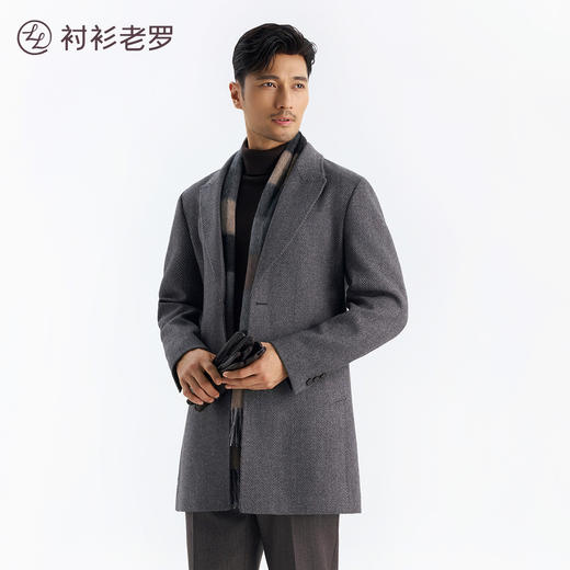 休闲中长款西装大衣外套秋冬100%羊毛气质大衣男士斜纹大衣259Y0C508M[门店专款] 商品图2
