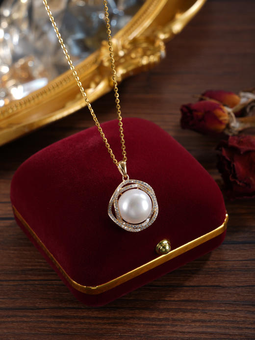 子佩集【玫瑰天后】银S925珍珠惜王妃套链【P2343B】11.5mm珠镀金花绕2601 商品图2