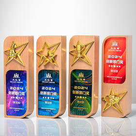 奖杯定制创意高档大气送优秀员工老师纪念品退休实木水晶奖牌