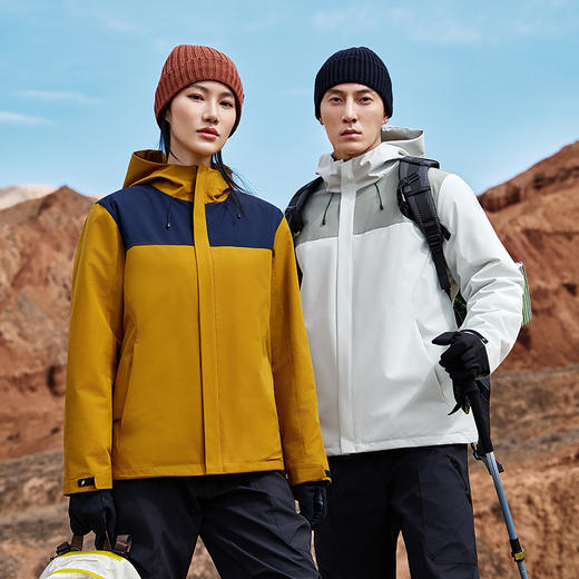 26新品三层压胶羽绒内胆三合一冲锋衣情侣户外多色两件套功能服装 NMJ-2027 商品图3