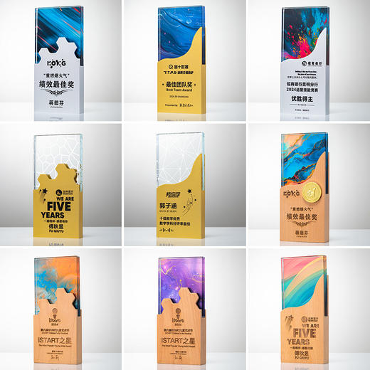 奖杯定制做授权牌经销年会优秀员工刻字金属铝板高端水晶立体奖牌 商品图1