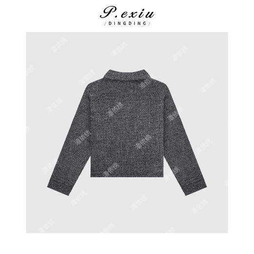 04-2潘依绣丁丁宠粉时尚百搭竖纹排扣翻领卫衣 Q5678 商品图1