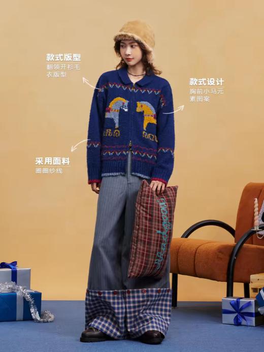 马得工地/MDGDMY111119/圈圈纱青果领马年毛衣开衫 商品图2